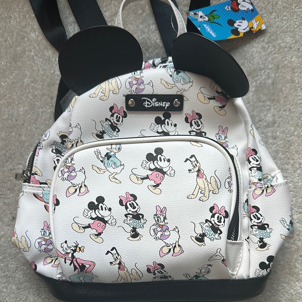 BNWT Disney Mini Backpack with Mickey and Friends - White and Black